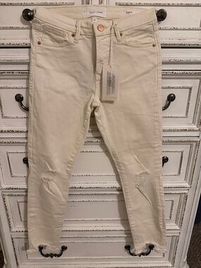 Dear John Off-White Distressed Skinny Jeans
